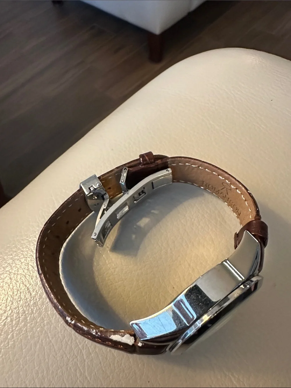 Romanson Silver Dial Watch with Brown Leather Strap